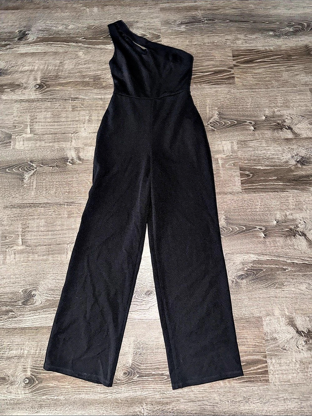 Black One-Shoulder Wide-Leg Jumpsuit Like New
